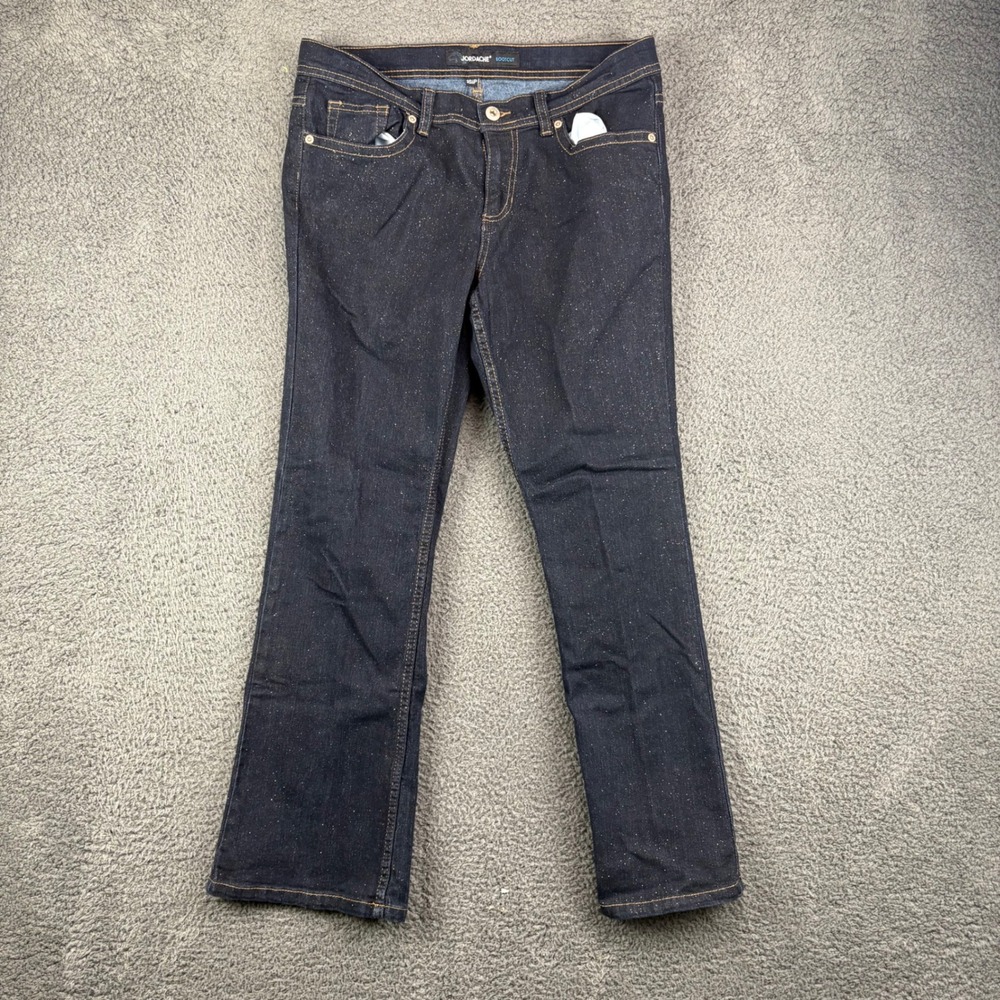 Jordache Womens 16 1/2 Plus Bootcut Jeans Dark Wash Glitter Sparkle‎ Denim